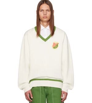 Palmes Off-White PFTC V Neck Knit Sweater Cotton Tennis Preppy Sz M New